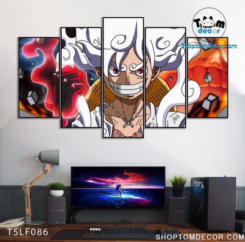 Tranh Luffy Gear 5 Ghép Hiệu Ứng Neon Tráng Gương Dán Tường,Tranh Canvas,Tráng Gương Nhựa Formex 5mm - Tranh One Piece T5LF086