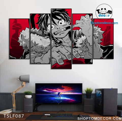 Tranh Luffy Gear 5 Ghép Hiệu Ứng Neon Tráng Gương Dán Tường,Tranh Canvas,Tráng Gương Nhựa Formex 5mm - Tranh One Piece T5LF087