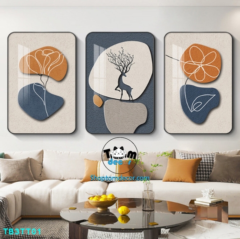 Bộ 3 tranh mẫu trung quốc tranh tráng gương treo tường TB3TT01