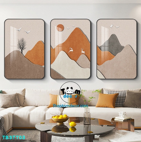 Bộ 3 tranh mẫu trung quốc tranh tráng gương treo tường TB3TT03