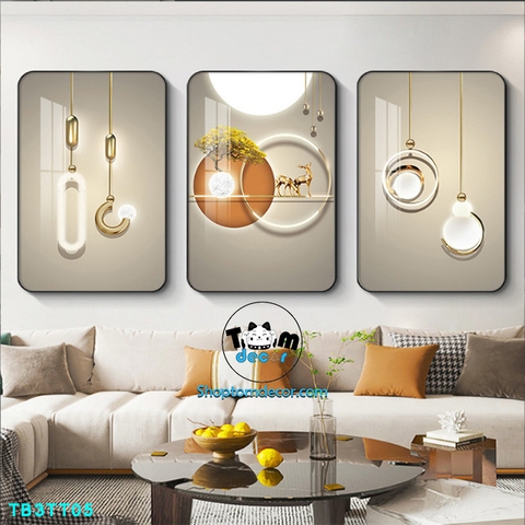 Bộ 3 tranh mẫu trung quốc tranh tráng gương treo tường TB3TT05