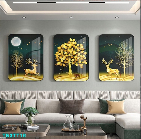 Bộ 3 tranh mẫu trung quốc tranh tráng gương treo tường TB3TT16