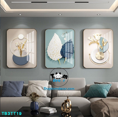 Bộ 3 tranh mẫu trung quốc tranh tráng gương treo tường TB3TT19