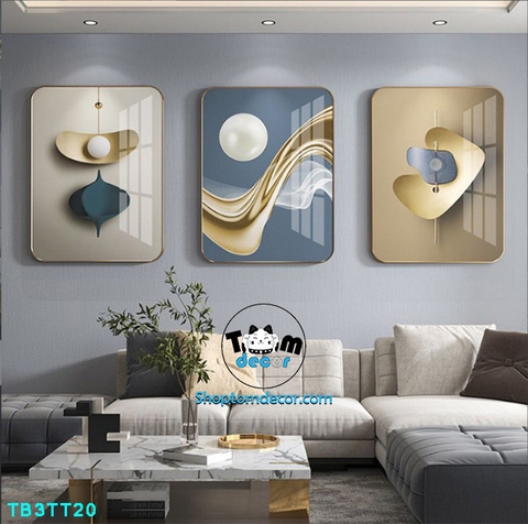 Bộ 3 tranh mẫu trung quốc tranh tráng gương treo tường TB3TT20