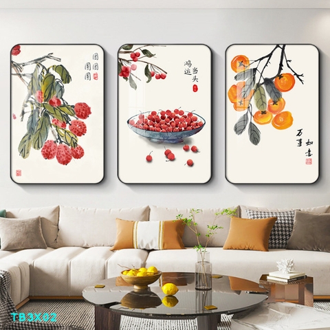 Bộ 3 tranh mẫu trung quốc tranh tráng gương treo tường TB3X02