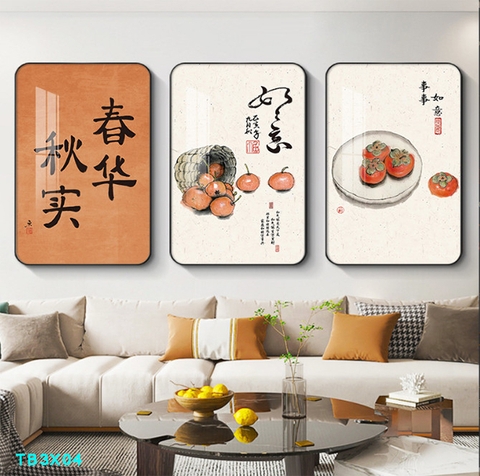 Bộ 3 tranh mẫu trung quốc tranh tráng gương treo tường TB3X04