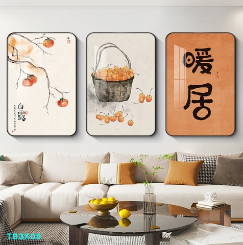 Bộ 3 tranh mẫu trung quốc tranh tráng gương treo tường TB3X05