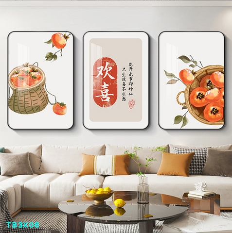 Bộ 3 tranh mẫu trung quốc tranh tráng gương treo tường TB3X06
