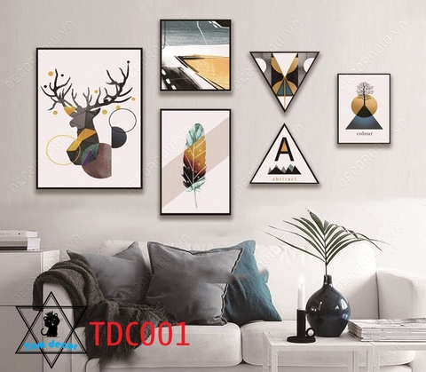 Tranh ghép 6 bức nghệ thuật decor phòng đẹp - TDC001