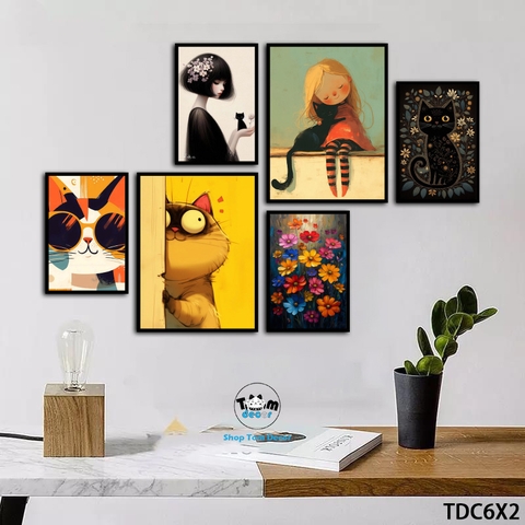Tranh ghép 6 bức nghệ thuật decor phòng đẹp - TDC6X2