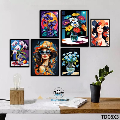 Tranh ghép 6 bức nghệ thuật decor phòng đẹp - TDC6X3