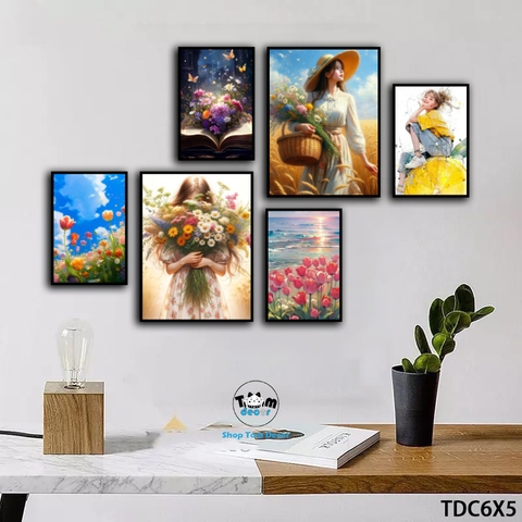 Tranh ghép 6 bức nghệ thuật decor phòng đẹp - TDC6X5