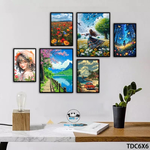 Tranh ghép 6 bức nghệ thuật decor phòng đẹp - TDC6X6