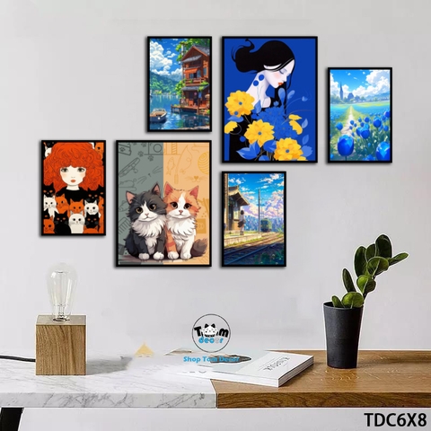 Tranh ghép 6 bức nghệ thuật decor phòng đẹp - TDC6X8