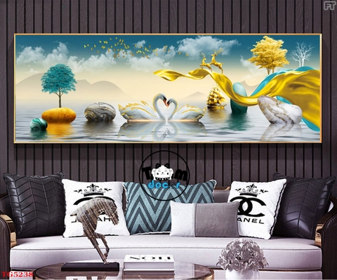 Tranh Trừu Tượng Tráng Gương Khổ Ngang Mẫu Hiện Đại - TG5239