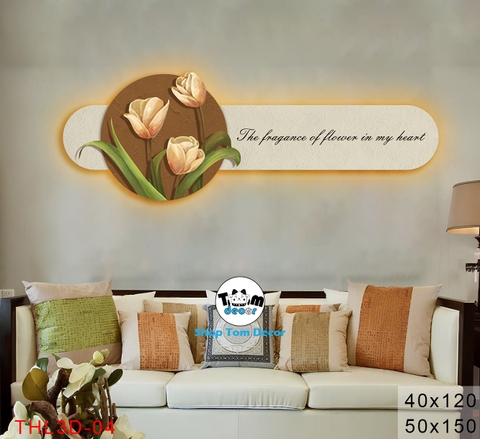 Tranh Led 3D Hoa Tulip Decor Tranh Tráng Gương Có Remot Điều Khiển Từ Xa - THL3D-04