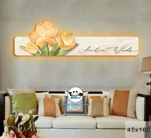 Tranh Led 3D Hoa Tulip Decor Tranh Tráng Gương Có Remot Điều Khiển Từ Xa - THL3D-05