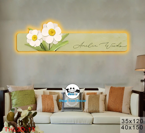 Tranh Led 3D Hoa Nghệ Thuật Decor Tranh Tráng Gương Có Remot Điều Khiển Từ Xa - THL3D-13
