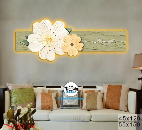 Tranh Led 3D Hoa Nghệ Thuật Decor Tranh Tráng Gương Có Remot Điều Khiển Từ Xa - THL3D-14