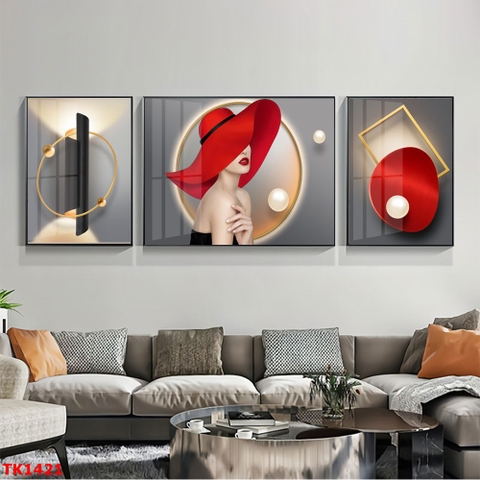 Tranh Hiện Đại Bộ 3 Bức Tranh Tráng Gương Treo Tường - TK1421