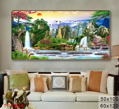 Tranh Sơn Thuỷ Tranh Phong Cảnh Cao Cấp Tranh Tráng Gương,Tranh Canvas - TPC034