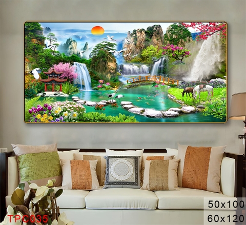 Tranh Sơn Thuỷ Tranh Phong Cảnh Cao Cấp Tranh Tráng Gương,Tranh Canvas - TPC035