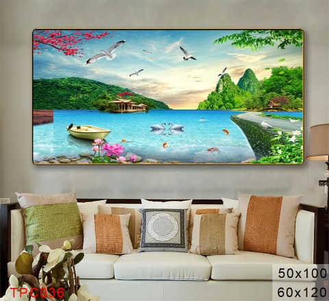 Tranh Sơn Thuỷ Tranh Phong Cảnh Cao Cấp Tranh Tráng Gương,Tranh Canvas - TPC036