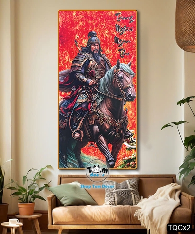 Tranh Quan Công,Quan Vũ Tranh Tráng Gương Cao Cấp Có Khùng Treo Tường - TQCx2