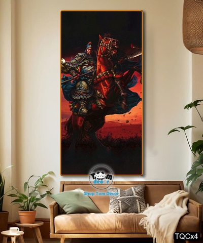 Tranh Quan Công,Quan Vũ Tranh Tráng Gương Cao Cấp Có Khùng Treo Tường - TQCx4