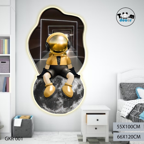 Tranh 3D gấu bearbrick đèn led tráng gương có remot điều khiển từ xa