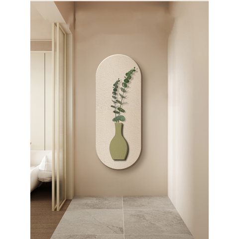 Tranh Decor Cao Cấp Có Nhành Cây Nhân Tạo Mẫu Bình Hoa Cắm  - Tranh 3D Treo Tường