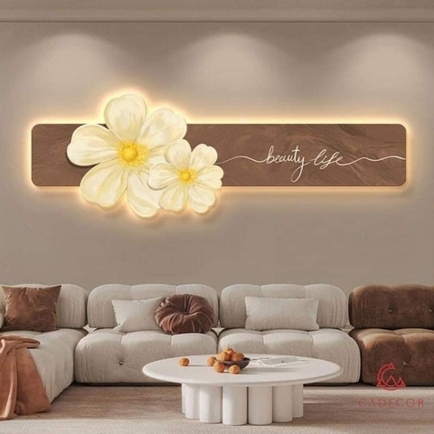 Tranh Led 3D Hoa Nghệ Thuật Decor Tranh Tráng Gương Có Remot Điều Khiển Từ Xa - THL3D-14