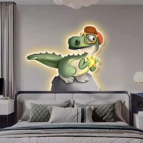 Tranh Led 3D Khủng Long Nghệ Thuật Decor Phòng Bé Trai Tranh Tráng Gương Có Remot Điều Khiển Từ Xa - THL3D-14
