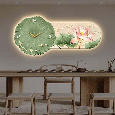 Tranh Led 3D Đồng Hồ Nghệ Thuật Liên Ngư Hội Tụ Decor Tranh Tráng Gương Có Remot Điều Khiển Từ Xa - THL3D-14