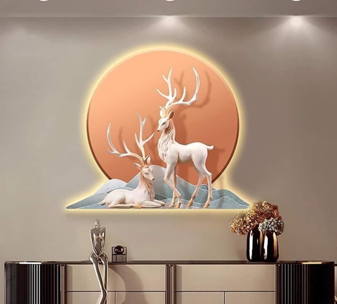 Tranh Led 3D Hưu Nai Nghệ Thuật Decor Tranh Tráng Gương Có Remot Điều Khiển Từ Xa - THL3D-14