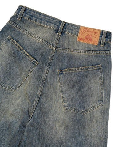 Cut off blue denim shorts