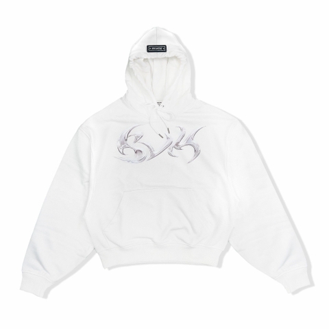 Hoodie white metal BLK logo