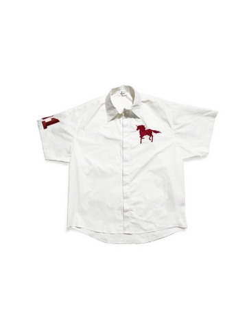 wrinkled poplin logo long-sleeve black Shirts