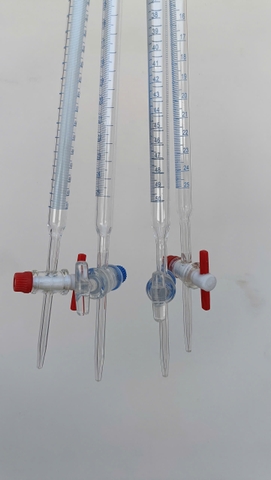 Buret thẳng khóa nhựa PTFE 25ml, Class B, Hãng OMSONS GERMANY