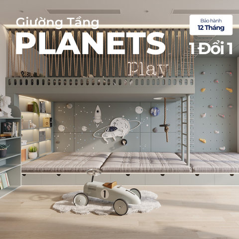PLANETS, Giường ngủ 2 tầng cho trẻ em thiết kế sáng tạo hiện đại, GT_007, Nội thất Nhà trên cao