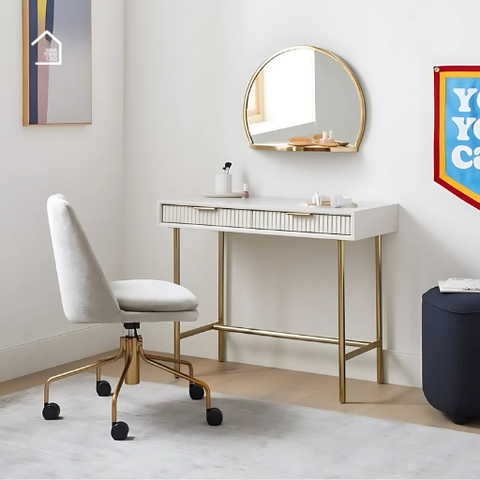 NANCY, BTD_021, Bàn trang điểm nhỏ gọn sang trọng, 100x40x75cm, Plywood phủ Veneer, Nội thất Nhà Trên Cao