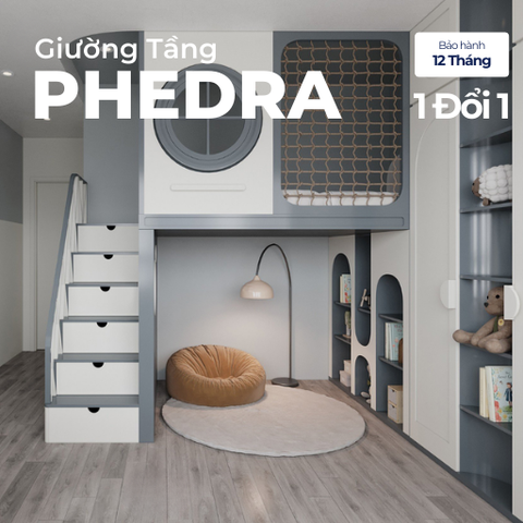 PHEDRA, Giường tầng cho trẻ em hiện đại độc đáo kết hợp tủ trang trí tiện nghi, GT_005, Nội thất Nhà trên cao