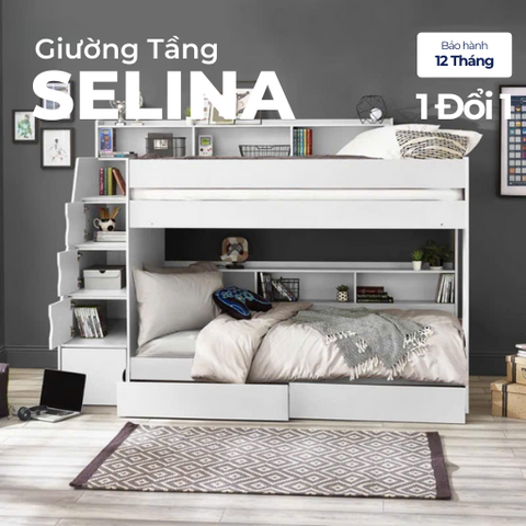 SELINA, Giường tầng cho trẻ em kết hợp tủ trang trí hiện đại, GT_004, Nội thất Nhà trên cao
