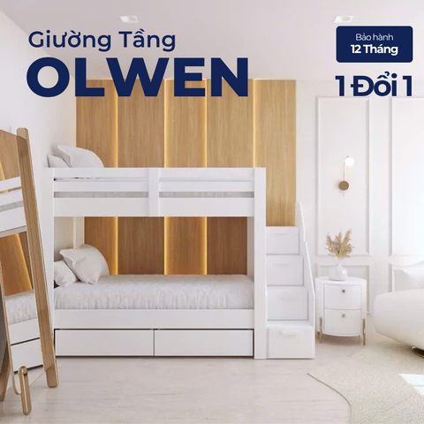 OLWEN, Giường ngủ 2 tầng cho trẻ em hiện đại bền đẹp, GT_003, Nội thất Nhà trên cao