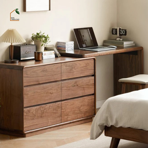BRAW, Bàn làm việc kết hợp bàn trang điểm 6 hộc, BTD_025, 120x40x75cm, Plywood phủ sơn 2K, Nội thất Nhà Trên Cao