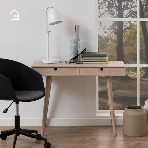 SAMM, BLV_009, Bàn làm việc sang trọng hiện đại, 100x40x75cm, Gỗ cao su phủ Veneer, Nội thất Nhà Trên Cao