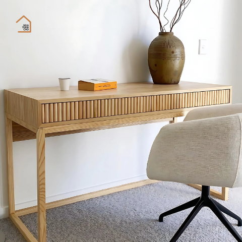 SIBYL, BLV_012, Bàn làm việc sang trọng hiện đại, 120x40x75cm, Gỗ cao su phủ Veneer, Nội thất Nhà Trên Cao
