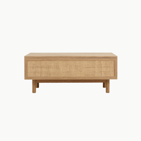 MEY, BT_016, Bàn trà phối lưới mây tre thanh lịch, 100x50x40cm, Nội thất Nhà Trên Cao