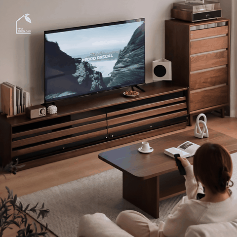 SOLIN, TTV_089, Kệ tivi hiện đại sang trọng, 210x40x45cm, Plywood phủ Veneer, Nội thất Nhà trên cao