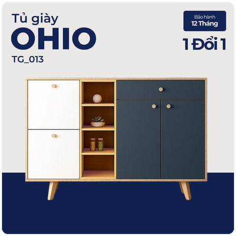 OHIO, Tủ giày đa năng hiện đại, TG_013, 120x35x110cm, MDF phủ Melamine, Nội thất Nhà trên cao
